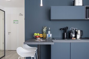 Mini-Kühlschrank, Mikrowelle, Herdplatte, Geschirrspüler