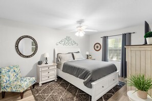 2 bedrooms, desk, iron/ironing board, travel cot