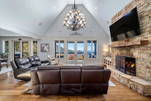 TV, fireplace, table football, ping pong