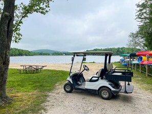 Sun loungers, beach towels - Pocono Base Camp • Modern Cabin Retreat + Golf Cart (Pocono Lake)