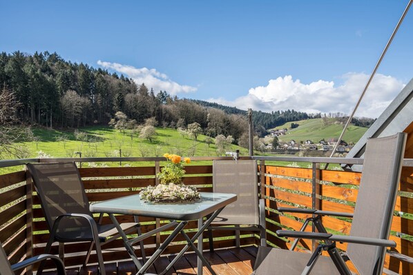 Outdoor dining - Ferienwohnung Rosalinde, 72qm, 2 Schlafzimmer, max. 4 Personen (Oberkirch)