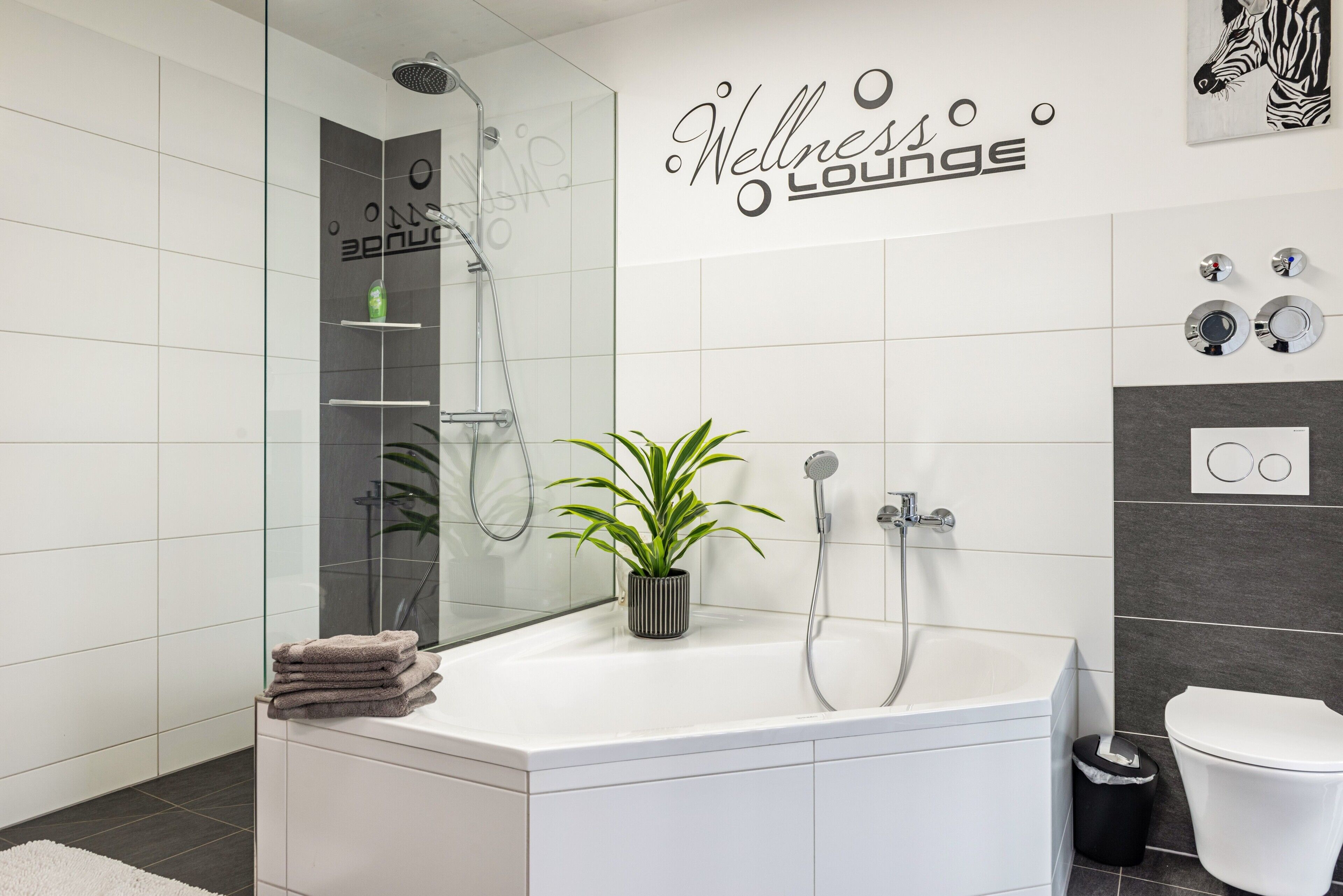 Badekar, hårføner og håndklær