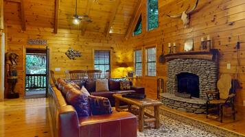 Televisión y chimenea