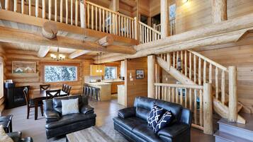 Smart TV, fireplace, DVD player, books