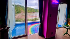 Design Room, Multiple Beds, Sea View | Down comforters, memory foam beds, desk, blackout drapes - Hundred Days Hotel (Higashi)