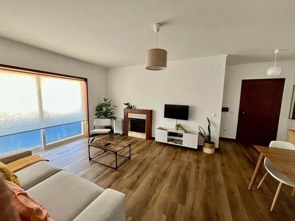 TV, fireplace