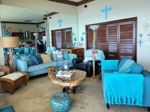 Condo | Living area | 55-inch Smart TV with digital channels