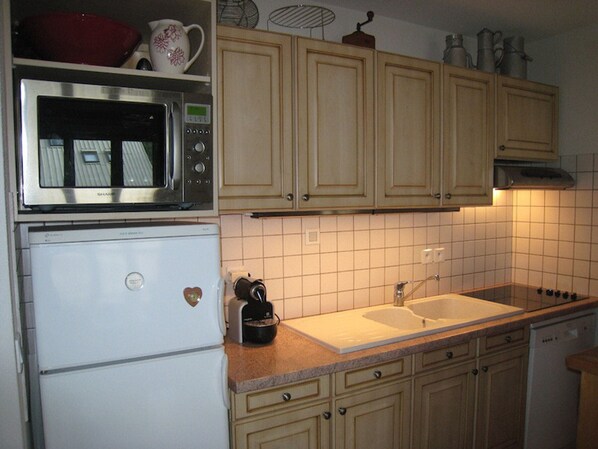 Fridge, microwave, oven, dishwasher