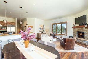 TV, fireplace