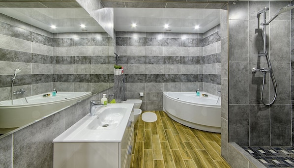 Appartement | Salle de bain | Articles de toilette gratuits, sĂšche-cheveux, serviettes fournies, savon