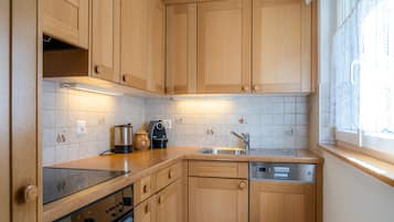 Panoramic apartment plus 150 CHF cleaning fee on top of the rate | Private kitchen | Fridge, oven, stovetop, dishwasher