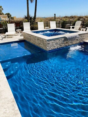 Outdoor pool - Blue Horizon -Oceanfront 8BR House w/Pool, Game Room, & Theater (North Myrtle Beach)