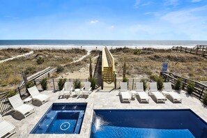 Outdoor pool - Blue Horizon -Oceanfront 8BR House w/Pool, Game Room, & Theater (North Myrtle Beach)