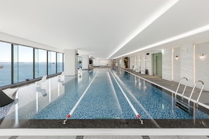 Indoor pool, sun loungers, lifeguards on site