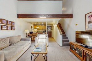 Fernseher, Kamin, DVD-Player, Bücher