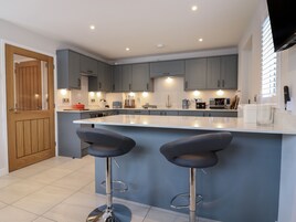 Fridge, dishwasher, electric kettle, toaster