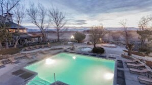 A swimming pool with a view of a mountain range in the background. - Stunning, sought after David Walley's Amazing Resort in the beautiful mountains! (Genoa)