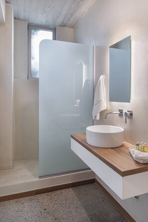 Shower, eco-friendly toiletries, hair dryer