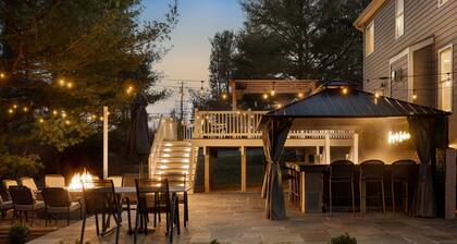 Walk to Top-Rated Restaurants & Trails! 7BR w/HotTub Gazebo & Built-in FirePit!