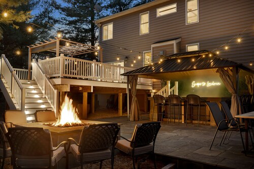 Walk to Top-Rated Restaurants & Trails! 7BR w/HotTub Gazebo & Built-in FirePit!