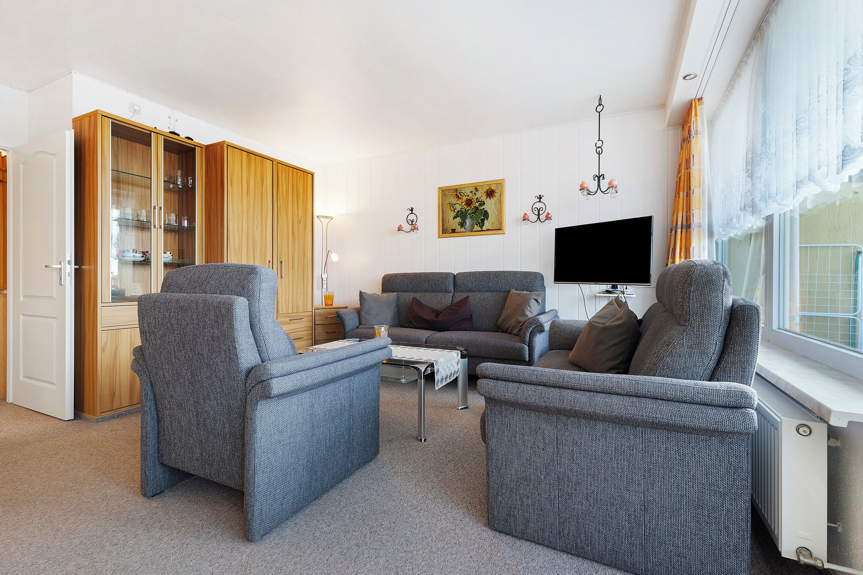 TV, DVD player, ping pong