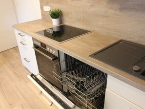 Fridge, oven, stovetop, dishwasher