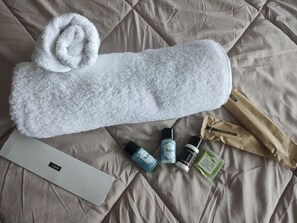 Towels, soap, toilet paper