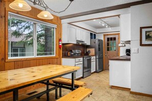 Fridge, microwave, oven, stovetop - Amazing Mt Hood Chalet, Dog Friendly, Private Hot Tub, Walk to Skiing, Restaurants, Entertainment (Government Camp)