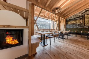 Dining - Holiday Apartment "Biohof Ruances Munt" with Mountain View, Balcony & Wi-Fi (San Cassiano)