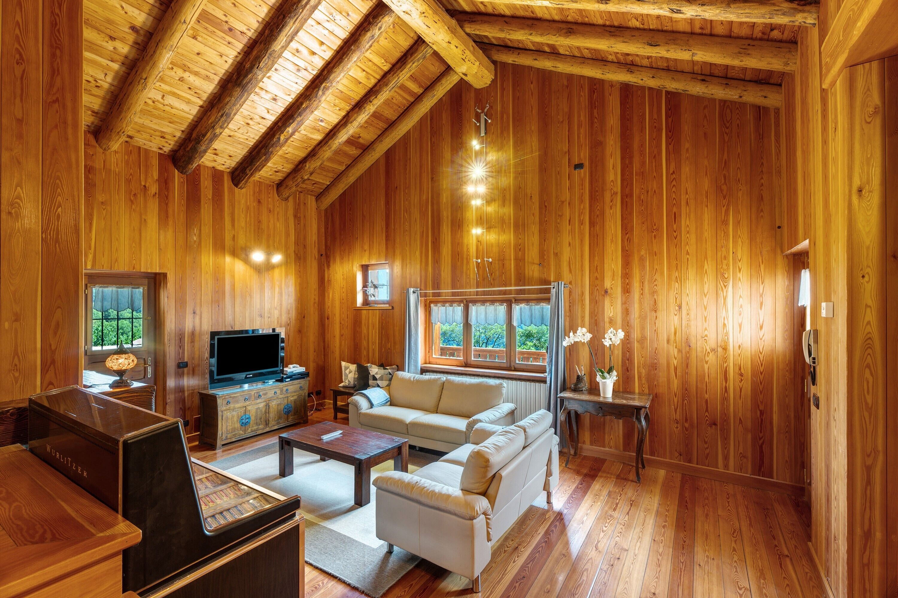 Fireplace, video-game console, stereo