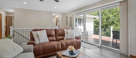 TV, fireplace, foosball, books