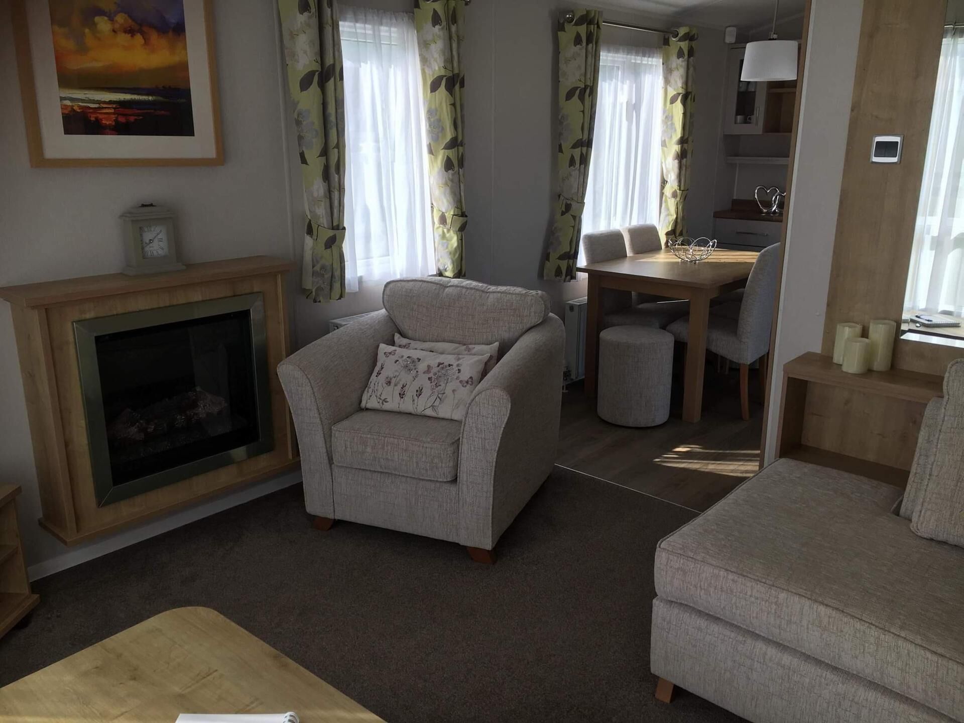 Cabin | Living area | TV, fireplace