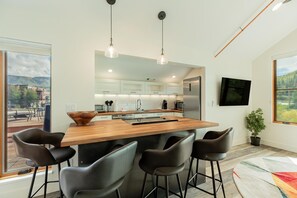 Fridge, microwave, oven, stovetop - Chic 1BR Riverfront Retreat | Rooftop Hot Tub! (Steamboat Springs)