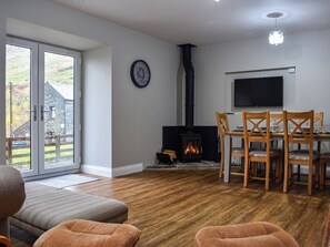 TV, fireplace
