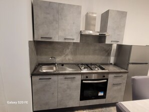 Fridge, oven, stovetop, coffee/tea maker