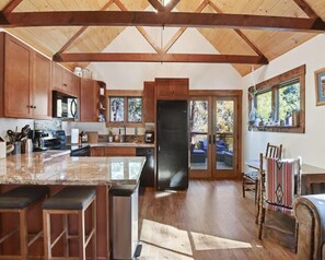 Fridge, microwave, coffee/tea maker, toaster - Lewis Lair - Renovated, Dog-Friendly, Lake & Ski (Tahoe Vista)