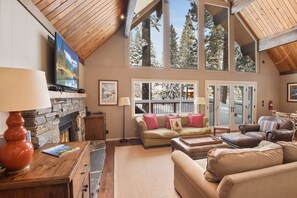 TV, fireplace