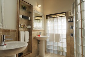Luxury Villa, Private Pool, Beachfront | Bathroom | Shower, rainfall showerhead, designer toiletries, hair dryer