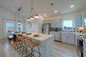 Fridge, microwave, oven, stovetop - New Build! Priv Pool, Firepit, Walk to the Beach | Alright, Alright by AvantStay (Port Aransas)