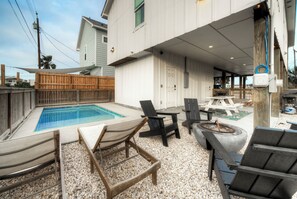 Terrace/patio - New Build! Priv Pool, Firepit, Walk to the Beach | Alright, Alright by AvantStay (Port Aransas)
