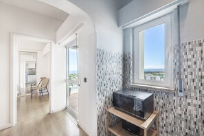 Appartement | Privékeuken | Een minikoelkast, een microgolfoven, een kookplaat, een vaatwasser