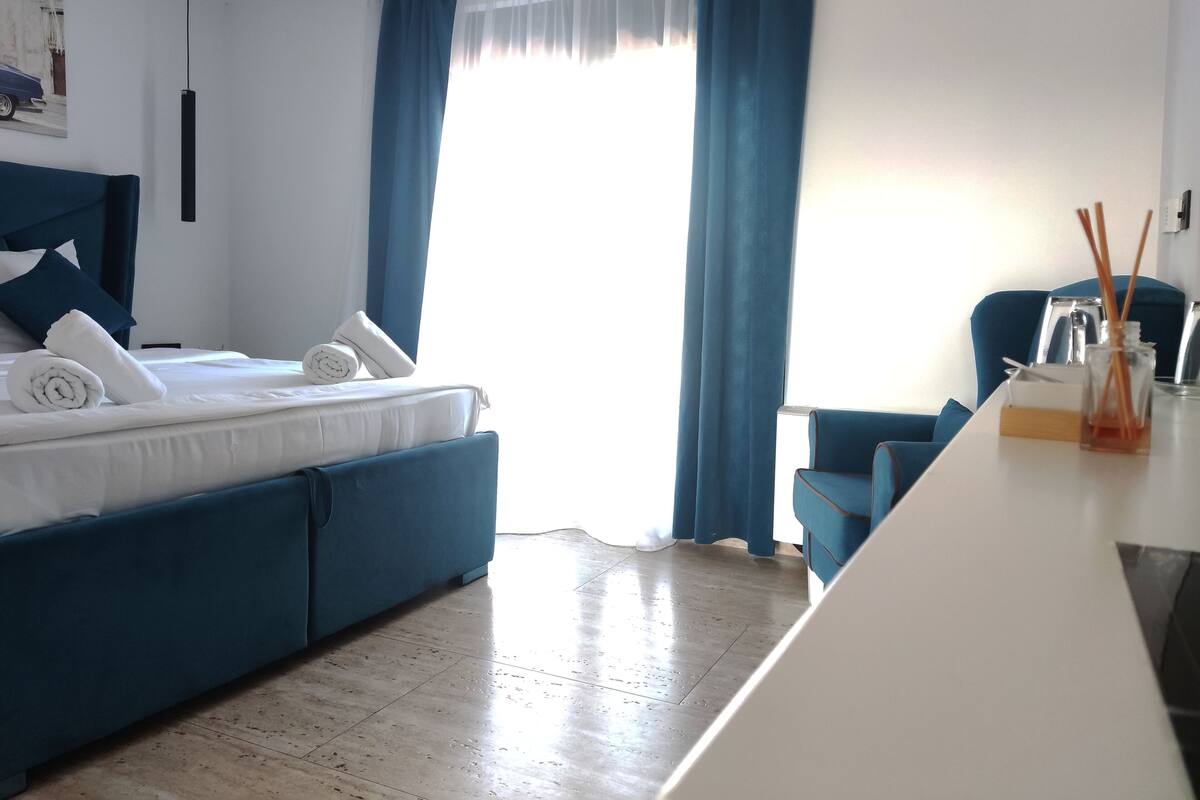 Premium bedding, memory-foam beds, desk, blackout curtains