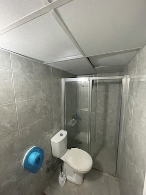 Shower, hydromassage showerhead, hair dryer, slippers