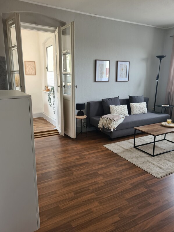 Smart TV, chimenea y libros 