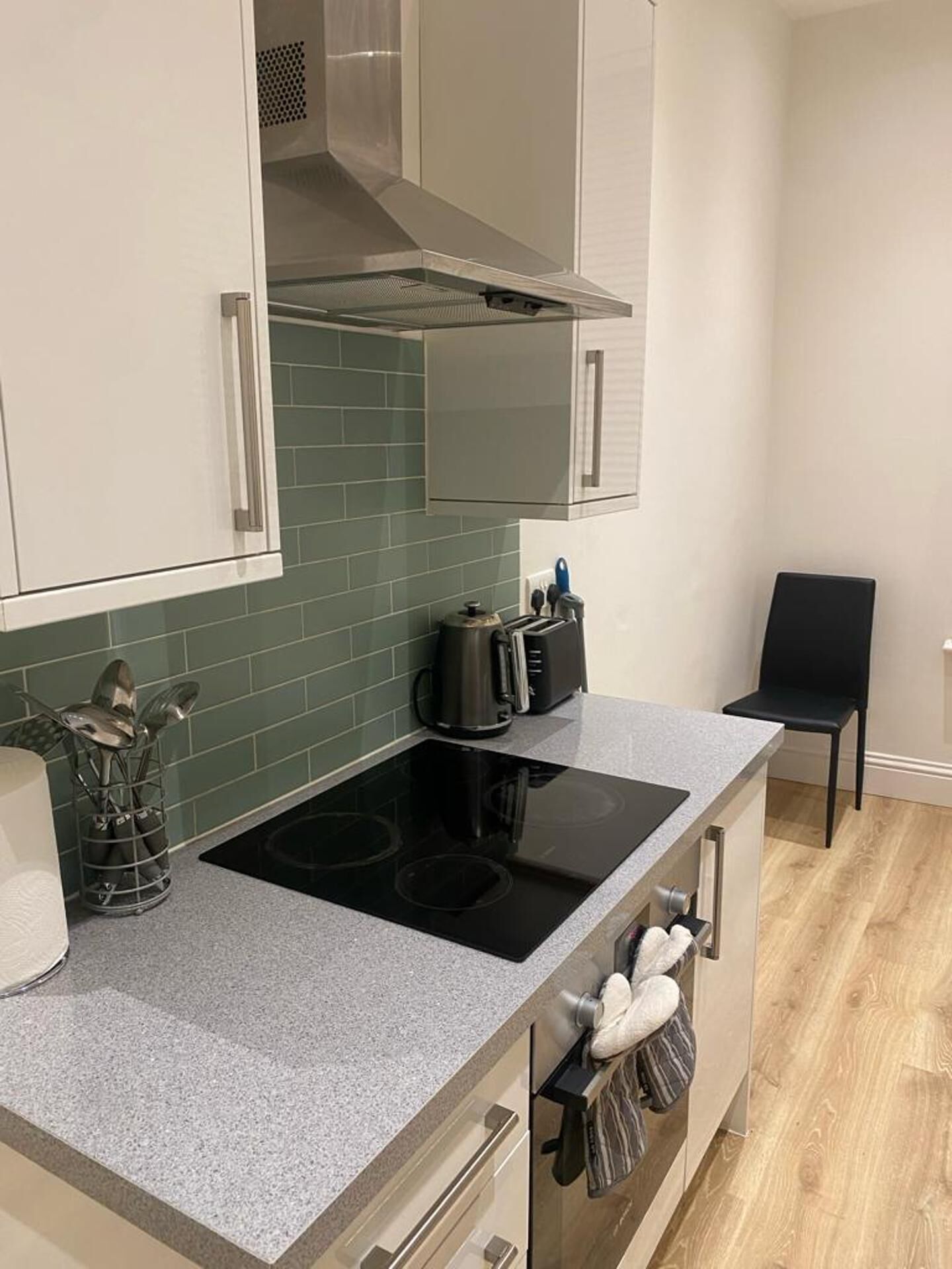 Apartment | Private kitchen | Fridge, microwave, oven, stovetop