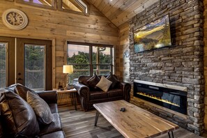 Chalet rustique, 3 chambres | Aire de séjour | Téléviseur connecté