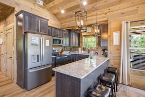 Cabin, 3 Bedrooms | Private kitchen | Fridge, oven, coffee/tea maker, toaster - Little Bear Lodge 3 Bedroom Cabin by RedAwning (Sevierville)