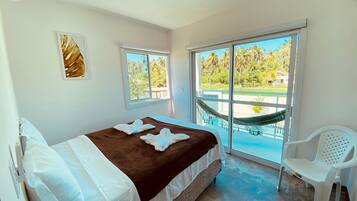 Individually decorated, laptop workspace, blackout curtains