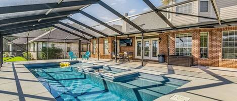 Piscine extérieure, piscine chauffée