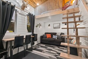Fireplace - The Finlandia - Custom Tiny Home w/ Finnish Vibe (Portland)
